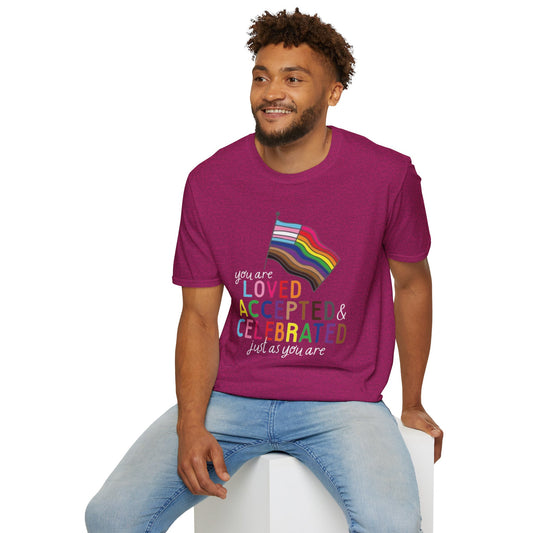 You Are Loved Accepted & Celebrated Gildan 64000 Unisex Softstyle T-Shirt by Printify (+$4.29/S&H)