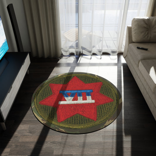 VII Corps Patch on Camo 60x60" Round Rug by Printify (+$45/S&H)