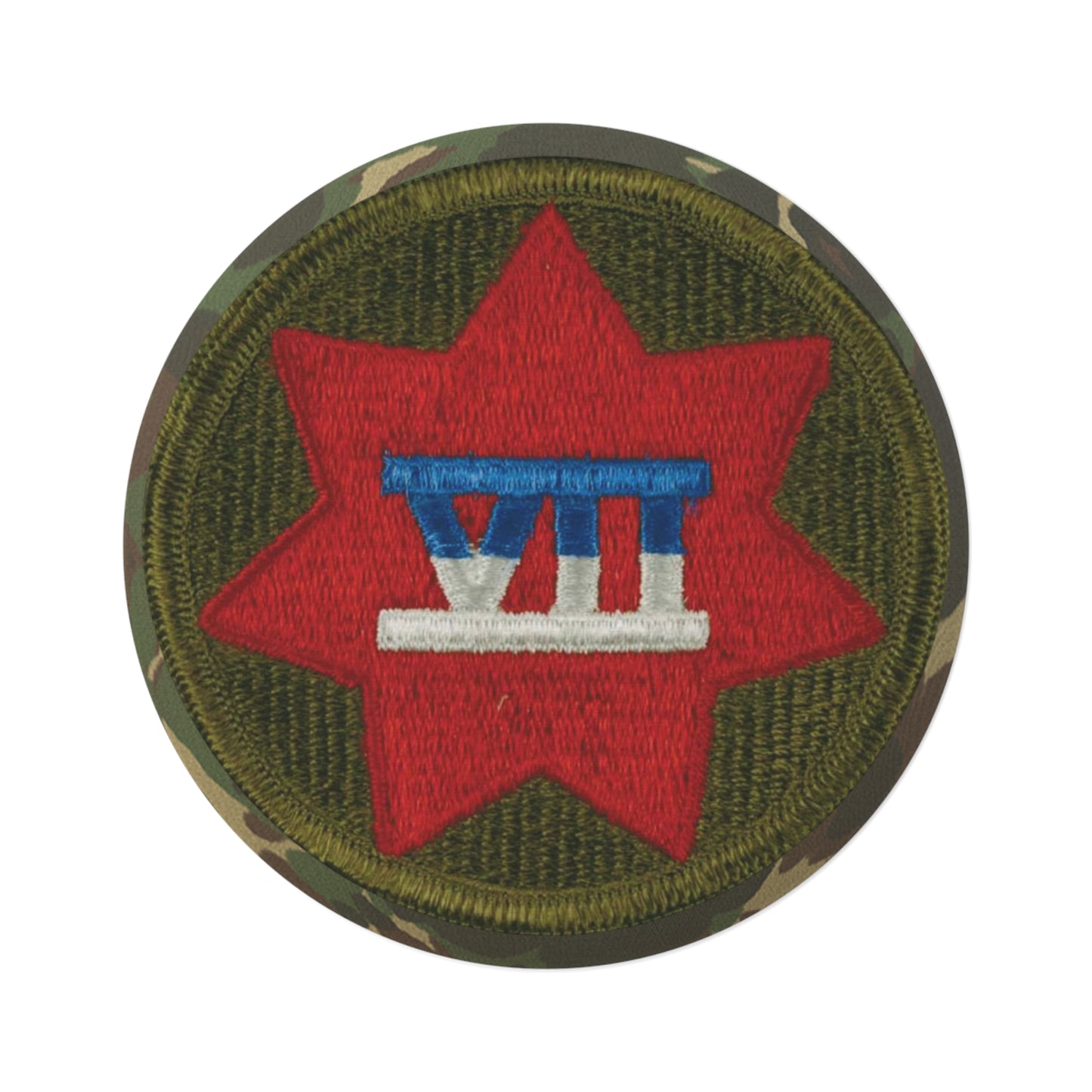 VII Corps Patch on Camo Round Rug by Printify