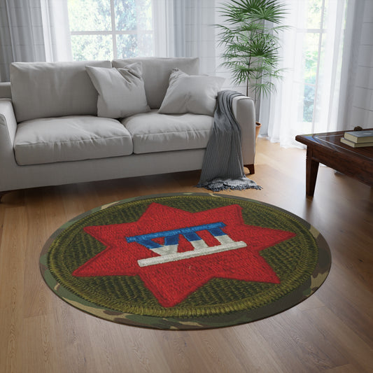 VII Corps Patch on Camo 60x60" Round Rug by Printify (+$45/S&H)