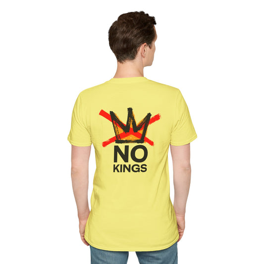 No Kings (Front & Back) Gildan 64000 Unisex Softstyle T-Shirt by Printify (+$4.29/S&H)